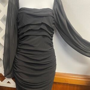 Elegant Black Ruched Dress